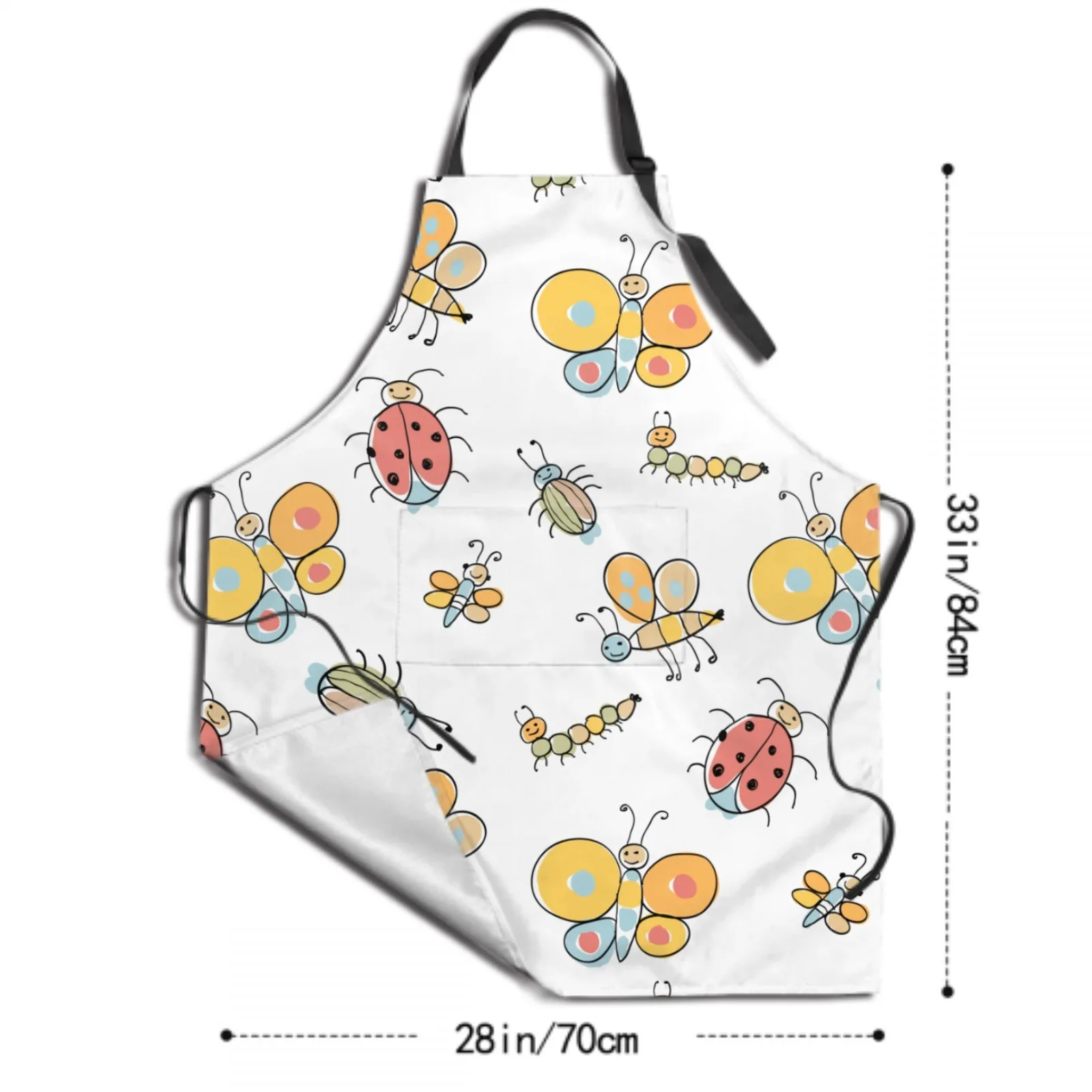 Butterfly Waterproof Apron with 2 Pockets Kitchen Chef Apron Colorful Apron for Hair Brushing Cooking Baking Painting Gardening