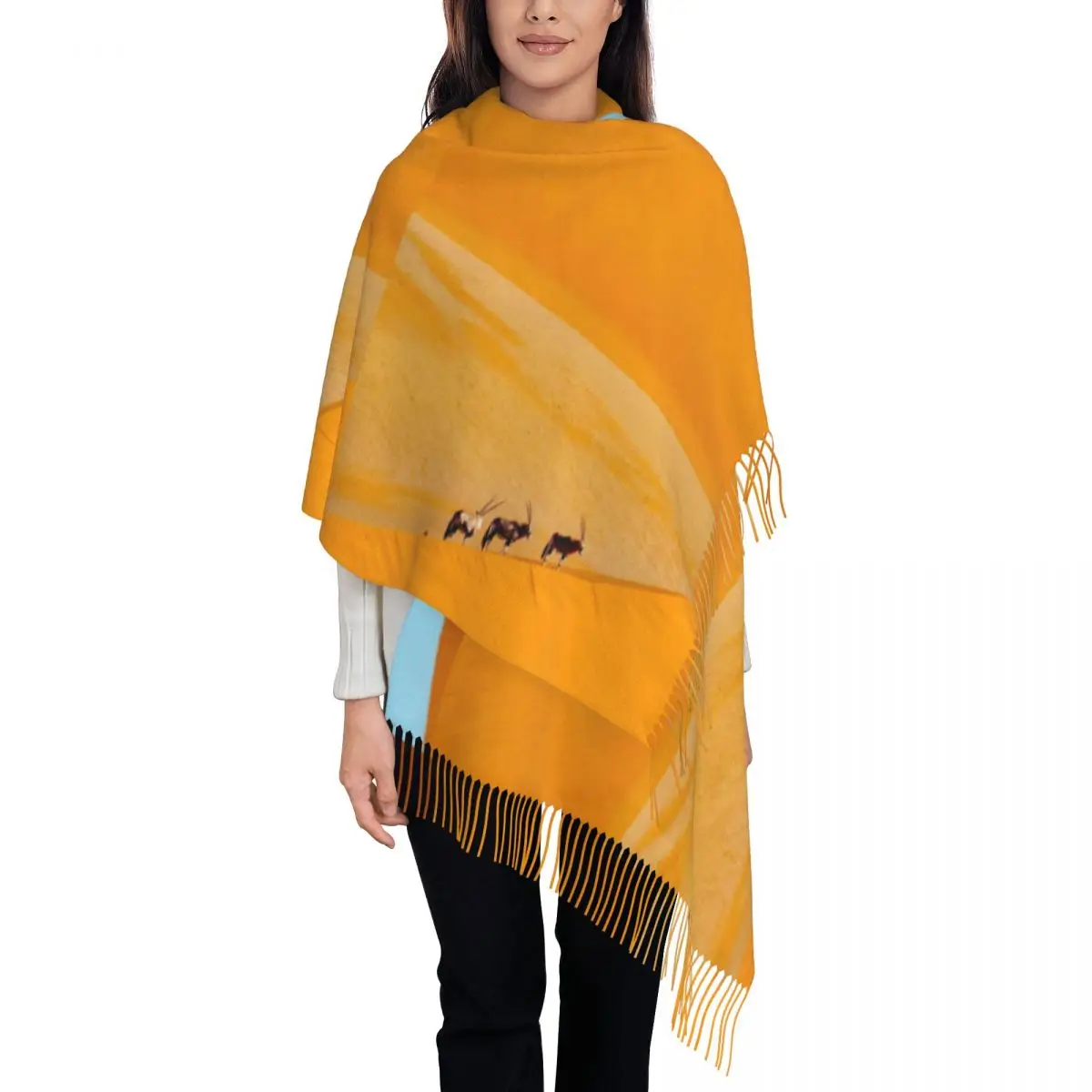 Namib Namibia Desert Scarf with Long Tassel South Africa Outdoor Shawls and Wraps Design Head Scarves Autumn Retro Bufanda Mujer