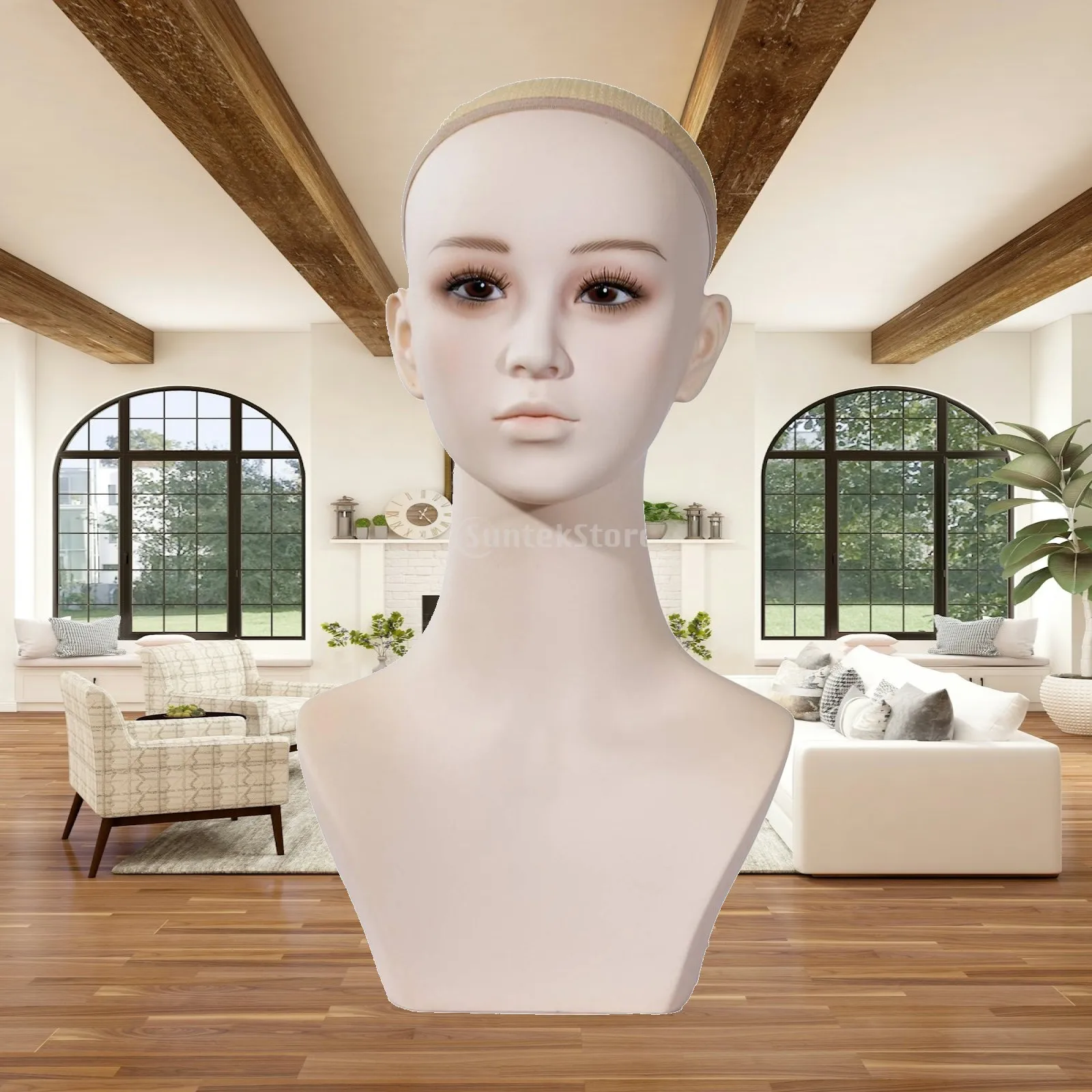 ヘアピース用マネキンバスト　肌色　メイクアップディスプレイバスト　pvc製