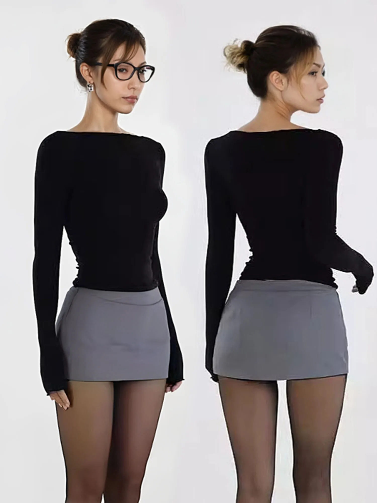 C-GEM-Camiseta de manga con diseño Retro americano y hombros descubiertos, Top básico ajustado Pure Desire Hot Girl para mujer