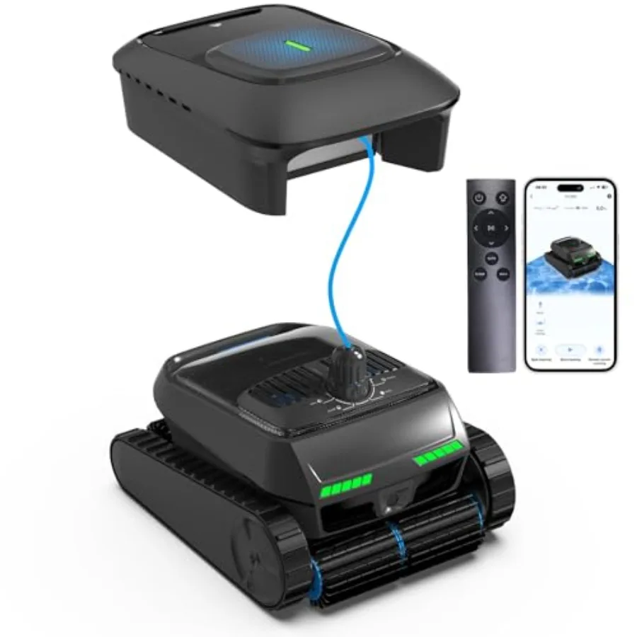 Cordless Robotic Pool Cleaner for Inground Above Ground Pools Smart Navigation Surface Walls Waterline Floor Cleaning 10000GPH