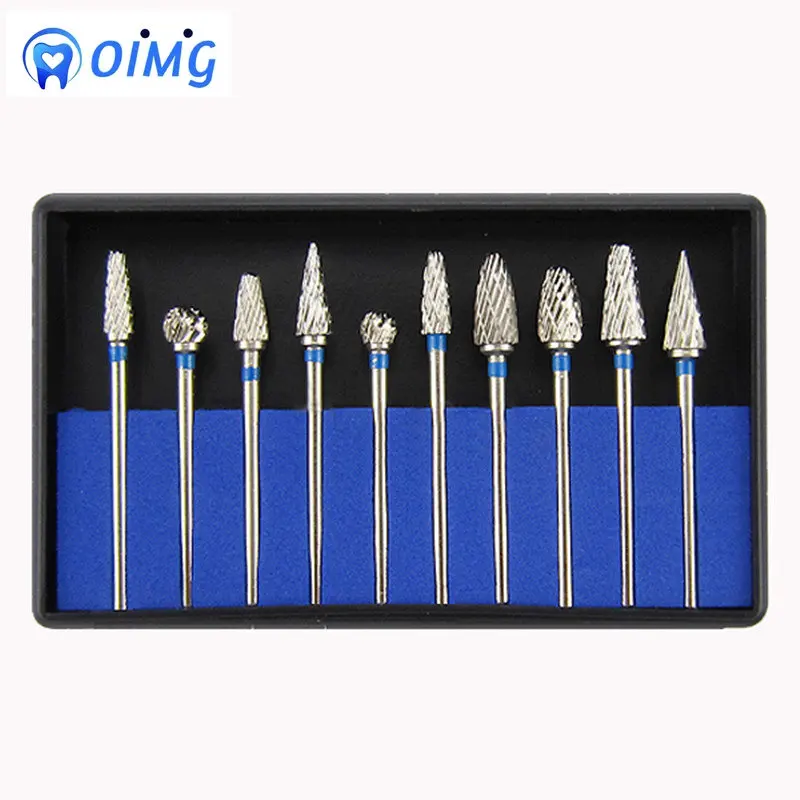 10Pcs Dental Tungsten Carbide Burs Kits Tungsten Dental Milling Cutters Tungsten Steel Grinding Head Lab Burrs Tooth Drill