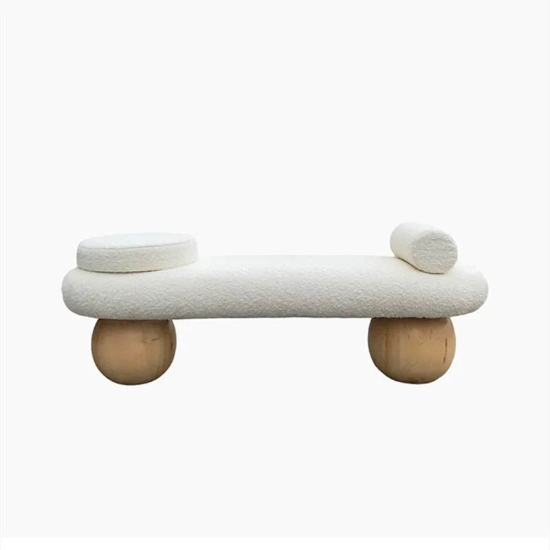 

Japanese-style solid wood shoe changing stool modern simple size apartment home leisure stool designer creative ball bench