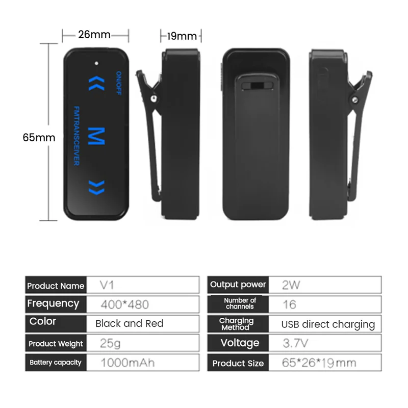 Mini Walkie Talkie, rádio bidirecional, transceptor 3W, fone de ouvido, muff para os olhos, alimentado por USB, 400-470MHz, 2pcs