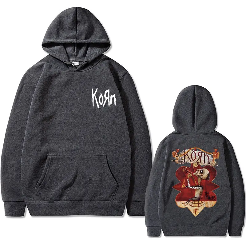 Rock Band Korn Graphic Printed Hoodie Men Women Fleece Oversized Sweatshirts Male Vintage Long Sleeve Clothes Gothic Streetwear