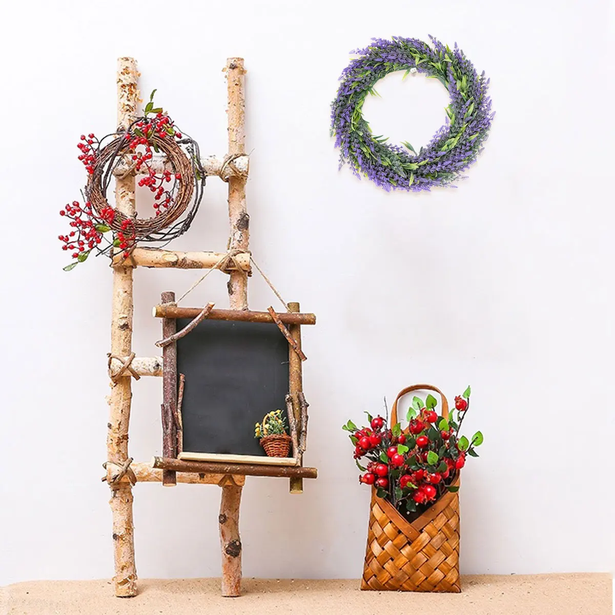

1pc Premium Fake Wreath Lavender Door Garland Lavender Door Garland Decorative Wall Porch Festival Home Party Decoration