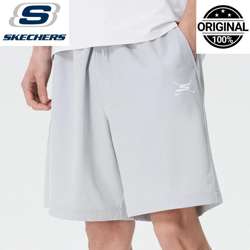 

Skechers Men's Light Gray Athletic Shorts Quick Dry Breathable Casual Sports Running Shorts P226M208-02VP