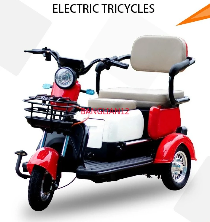 

Electric tricycle leisure transportation three-seat household small battery car, 60V20AH battery life of 50km, free charger