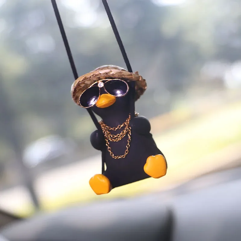 1pc Cute Car Charm Hanging Ornament Cool Swinging Duck Car Accessories for Teens