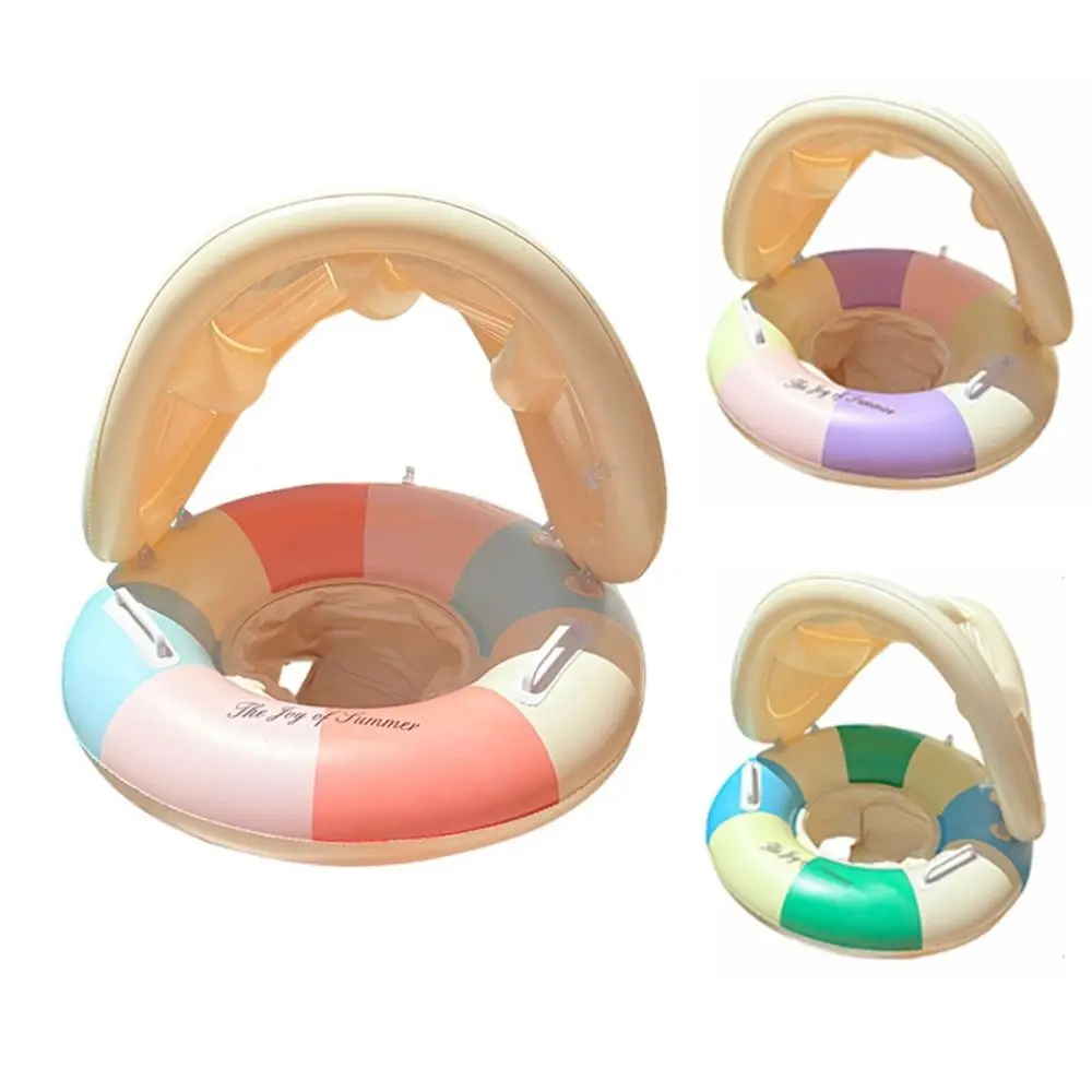 PVC Baby Swim Ring Large Buoyancy With Sunshade Kids Swimming Seat Ring Sun Protection Inflatable Toy Baby Float Swimming Circle