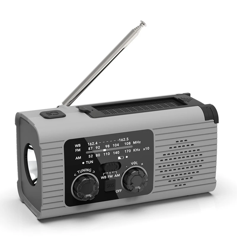 Emergency Radio Hand Crank Radio Multi-Function AM/FM/NOAA Solar Hand Crank Emergency Radio SOS Alarm 4000Mah