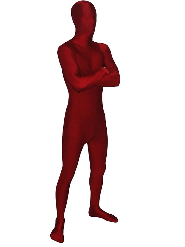 Costume de corps entier en spandex pour hommes et femmes, costume de batterie Zentai trempé, costume d'Halloween, cosplay rouge foncé