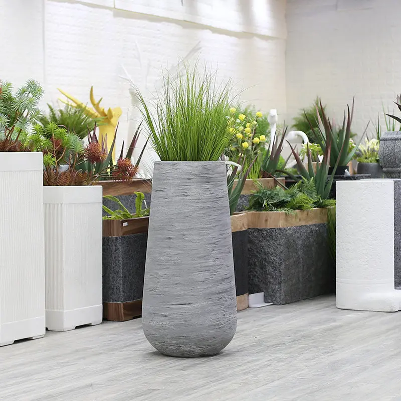 xx-Simple Modern Outdoor Large-scale Hotel Mall Homestay Floor-standing Oval-shaped Large-diameter Fiberglass China Flower Pot