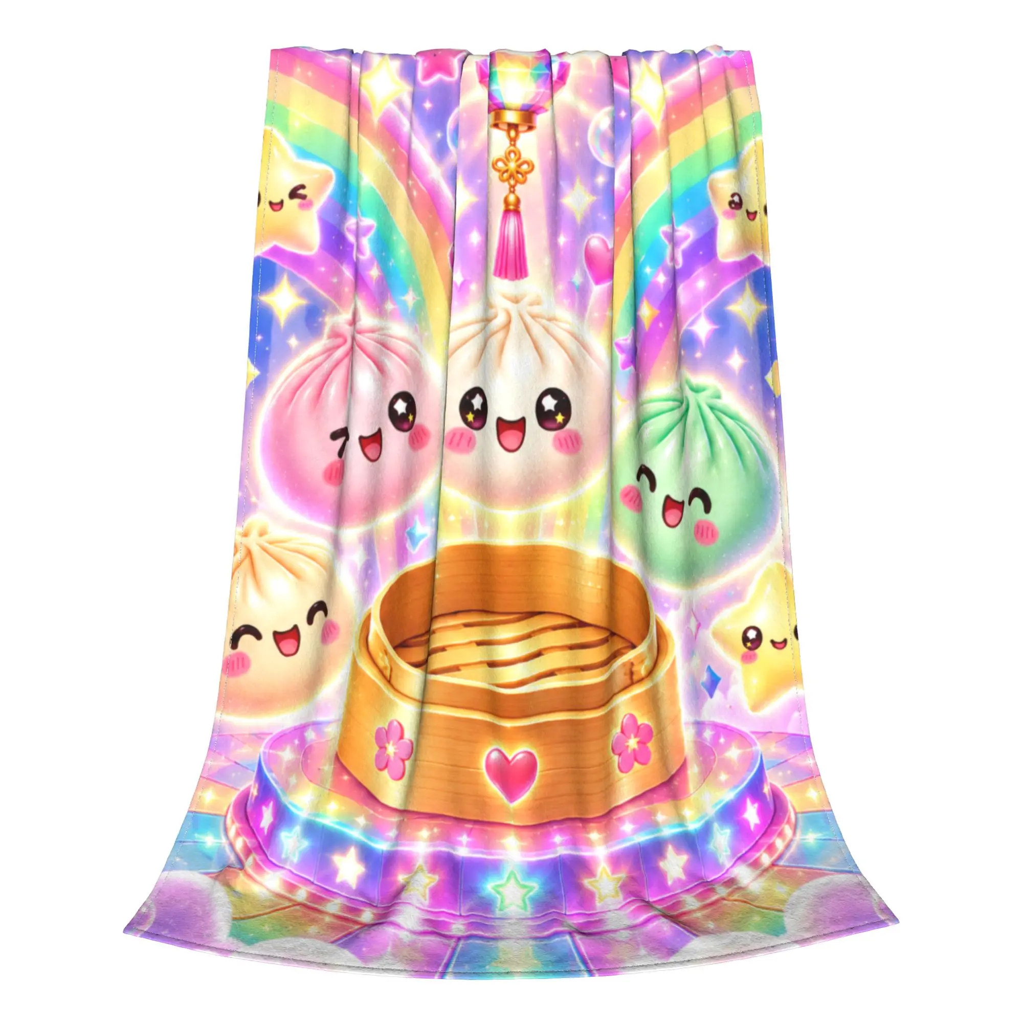 1PC Food in Sky Rainbow Disco Ball Cartoon Print Cozy Fleece Blanket Throw Super Cosy Plush Living Room Sofa
