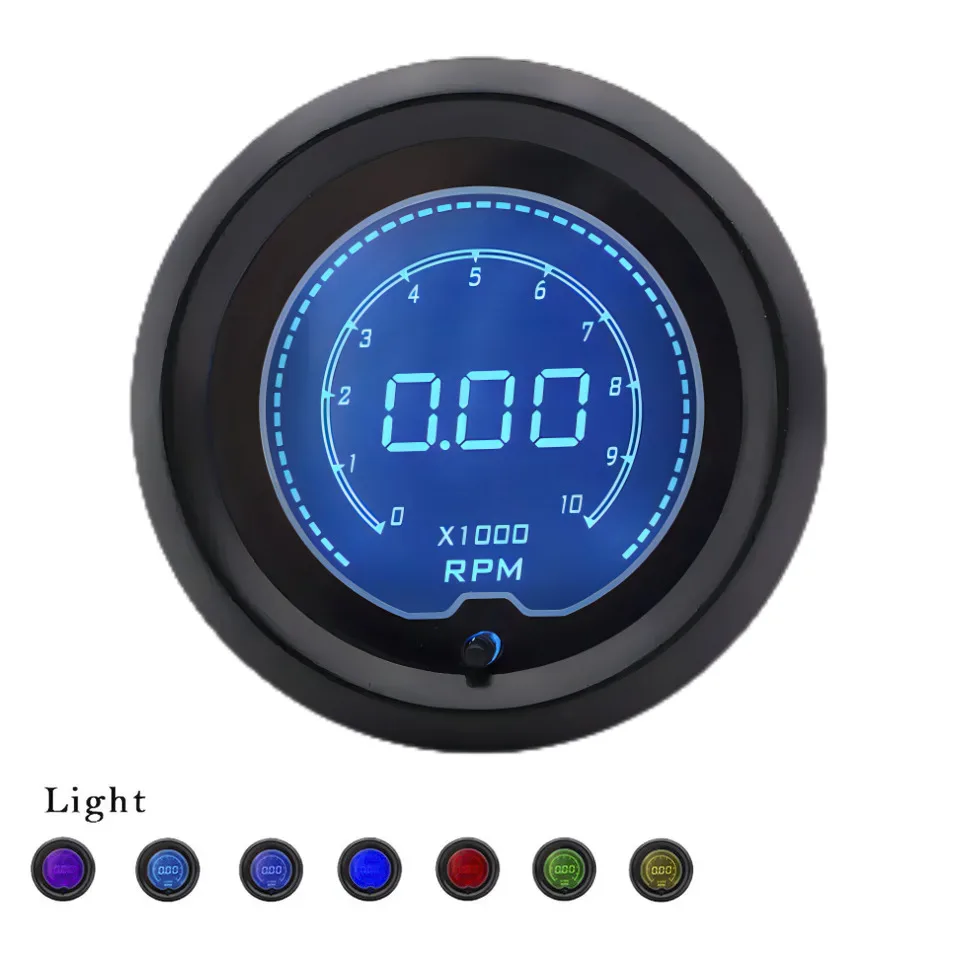 

2" 52mm Universal Car 7 Color LCD Digital 12V 0-10000 RPM Tachometer Gauge Meter