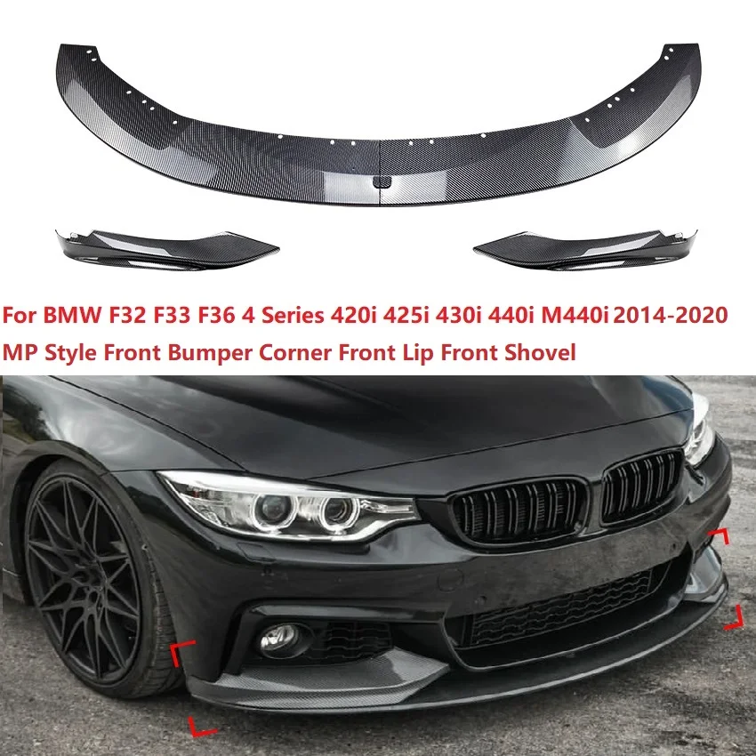 For BMW 4 Series F32 F33 F36 420i 425i 430i 440i M440i M Sport 2014-2020 MP Style Front Bumper Corner Front Lip Spoiler Shovel