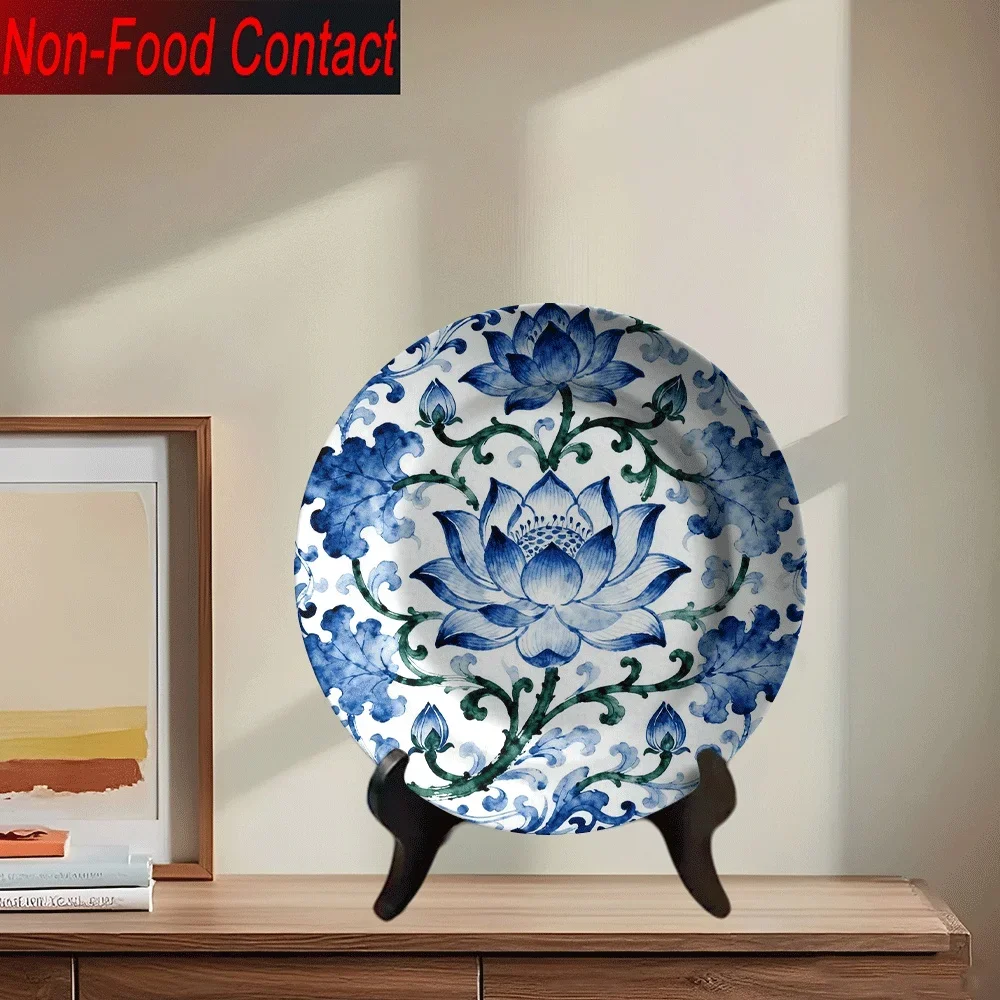 2D Flat, 1pc Elegant and Porcelain-like Decorative Plate - Non-Food Contact Ceramic-like Plate for Home, Office, Living Room,