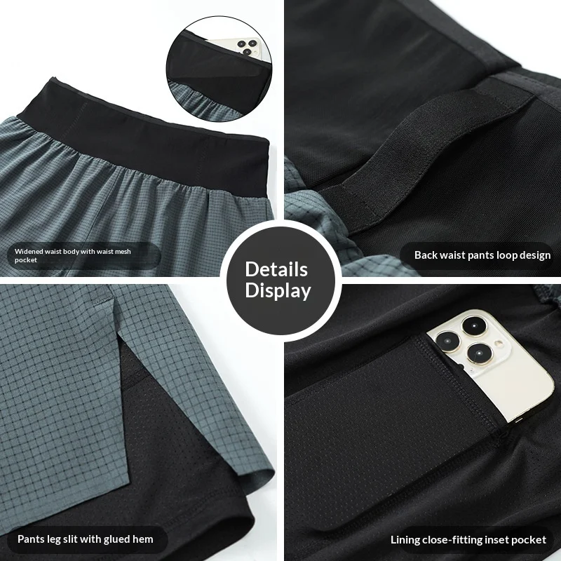 Shorts Masculinos de Verão para Corrida, Dupla Camada, Efeito Duas Peças, para Maratona, Fitness, Basquete, Caminhada, Secagem Rápida, Respirável, Esportes ao Ar Livre