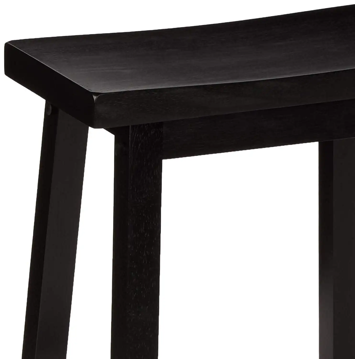 Backless Saddle Wood Stool, Contra Altura, Conjunto de 2, Preto