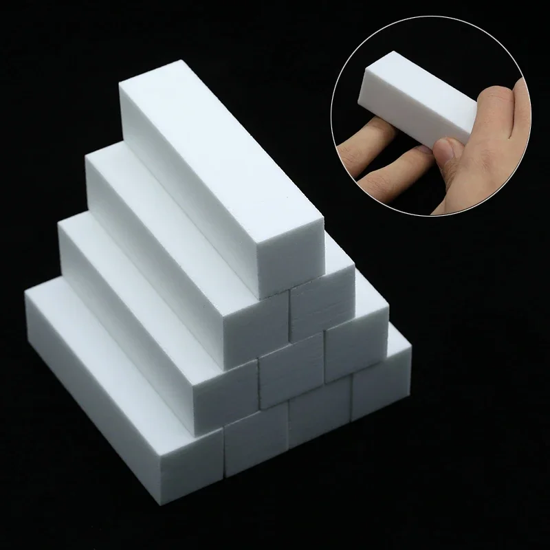 1/20 Peças 4 em 1 Lixa e Bloco Polidor Profissional para Unhas, Ferramenta de Manicure e Pedicure, Bloco de Espuma Branco para Modelagem e Polimento