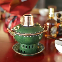 Chinese Hot Pot Alcohol Small Copper Hot Pot Shabu Meat Single Hot Pot Household Kitchen Chafing Dish