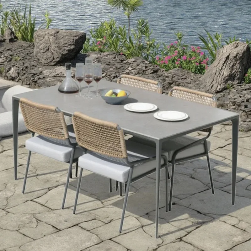 

Best Selling Outdoor Table and Chair Combination Garden Table Outdoor Dining for Park Courtyard Leisure Rattan Chairs 캠핑