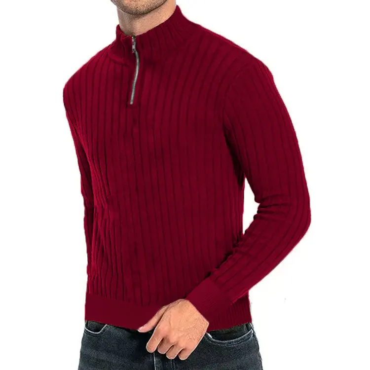 

Men's Zippered Knitwear f High Collar Loose Fit Casual Long Sve Sweater Autumn Winter Faion Basic Sle Breathable
