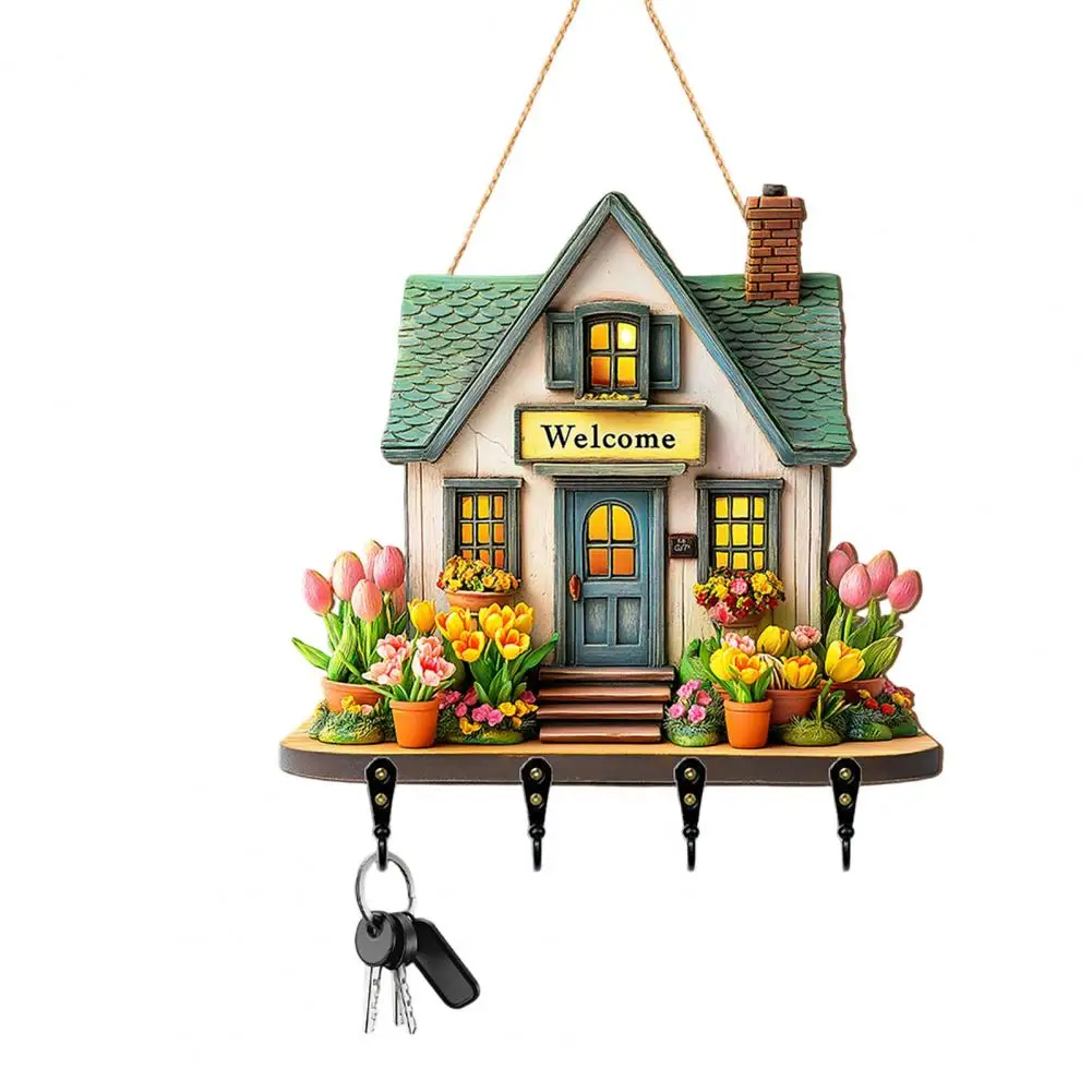 

Small Item Storage Hook Cottage Key Holder Wall Decor Vintage Flower Hanging Rack for Entryway Hallway Organization