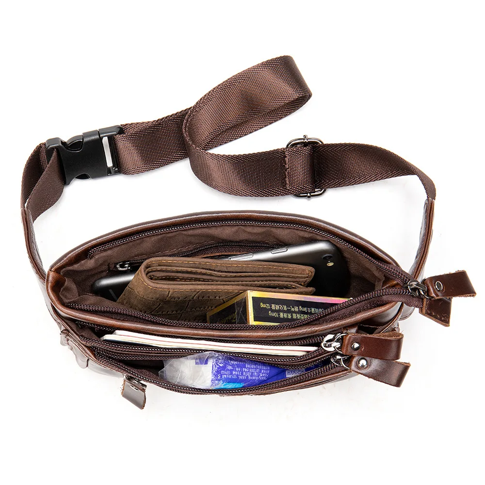 Real Leather Waist Bag Lightweight Belt Pouch Summer Outdoor Belt Waist Pack Chest Pack For Men Male Cowskin Phone Bag