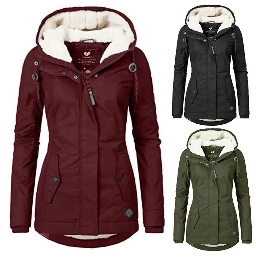 

2025 Winter Cotton Jacket New Style Fleece-lined Plus Size Cotton Coat Lamb Wool Parka Cotton Padded Jacket for Women