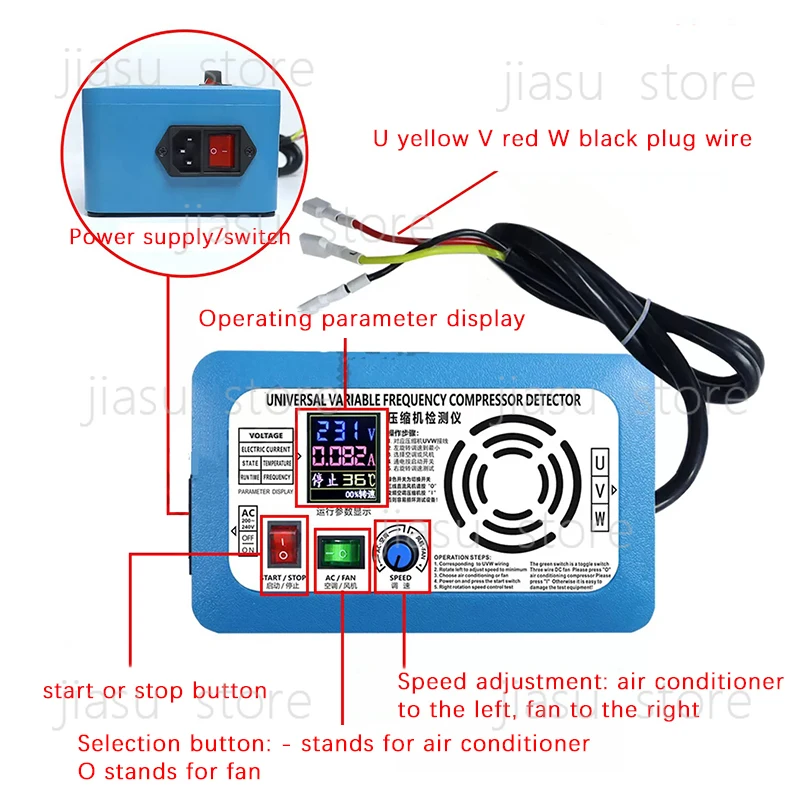 

Brand New Air Conditioning Compressor Compressor Tester Three-Wire DC Fan Tester Supports 3400W