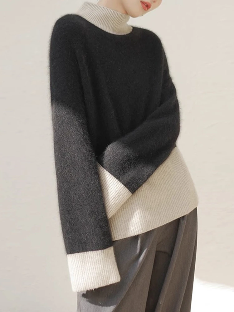 

Женский свитер на массивной вязки с высоким воротником, свободный крой, внутренняя одежда, базовый слой, тонкий осенне-зимний новый топ Lazy Sle