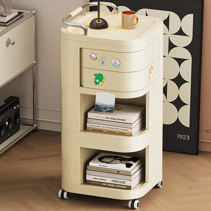 

trolley rack snacks cosmetics storage cabinet living room bedroom multi-function rotatable multi-function bedside table
