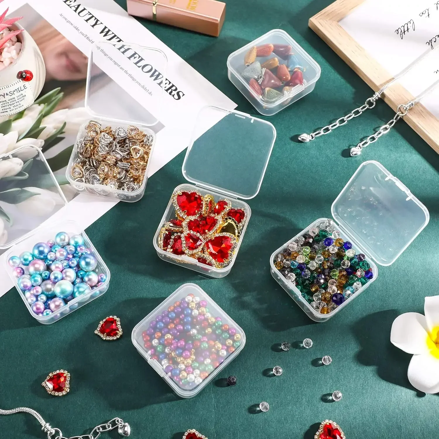 6/72Pcs Plastic Storage Box Mini Transparent Jewelry Beads Earring Ring Dustproof Container Earplugs Packaging Boxes Organizer