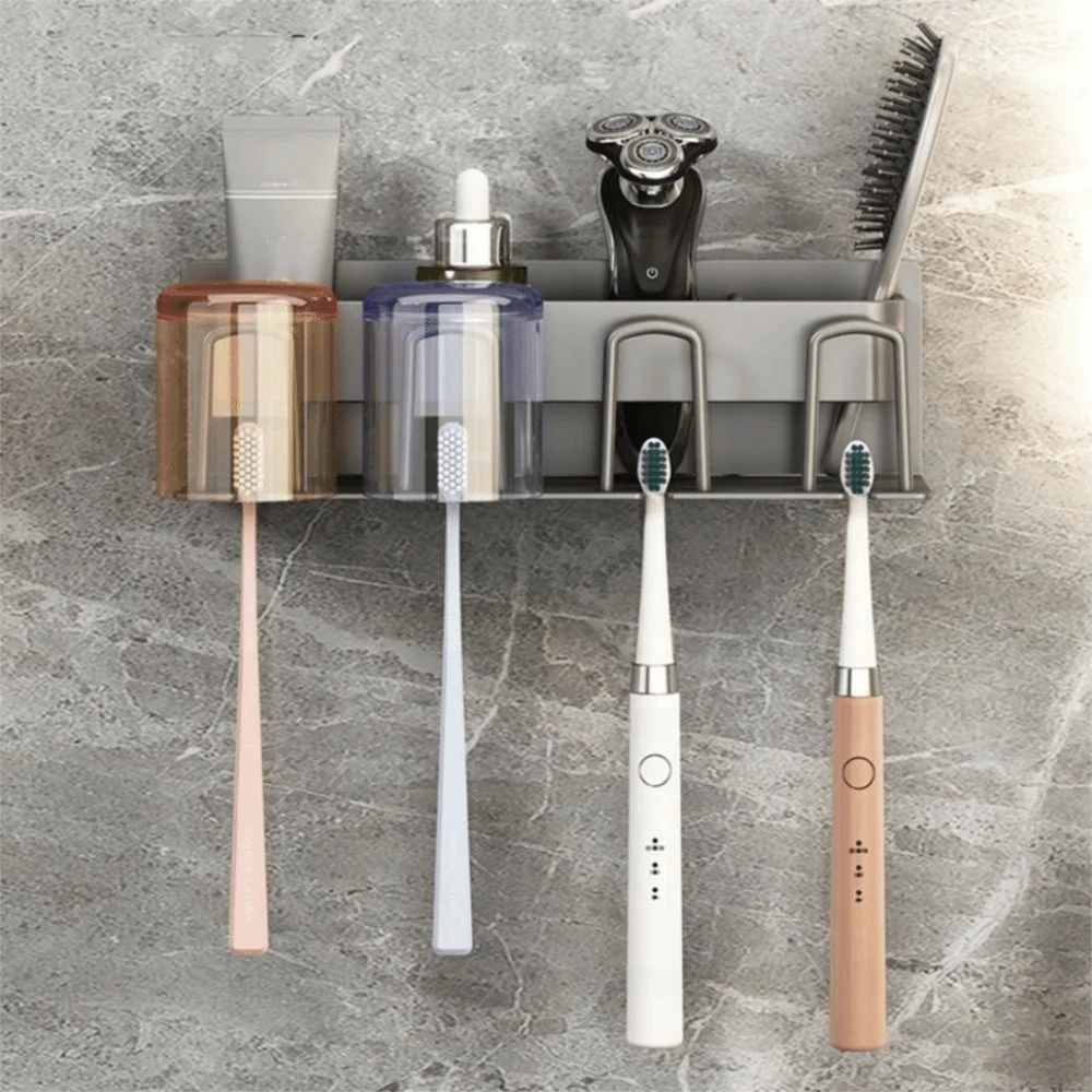 

Strong Load-bearing Toothbrush Holder No Punching Install Wall Mounted Bathroom Accessories Practical Stable