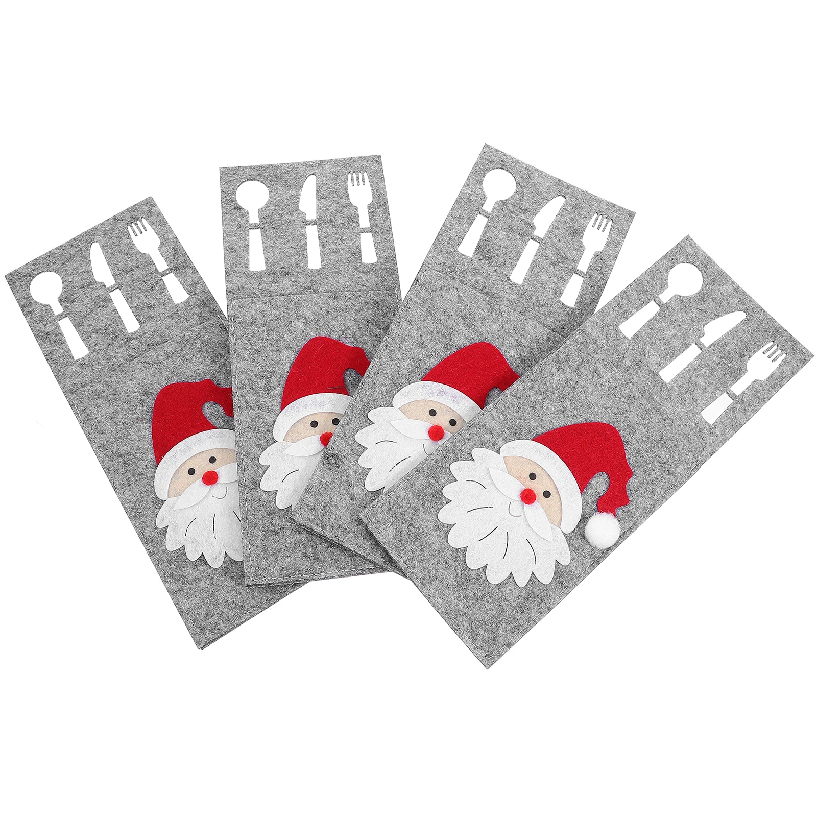 

4Pcs Christmas Cutlery Holder Silverware Bags Tableware Cloth Holiday Utensil Travel Lightweight Dinning Party Decoration