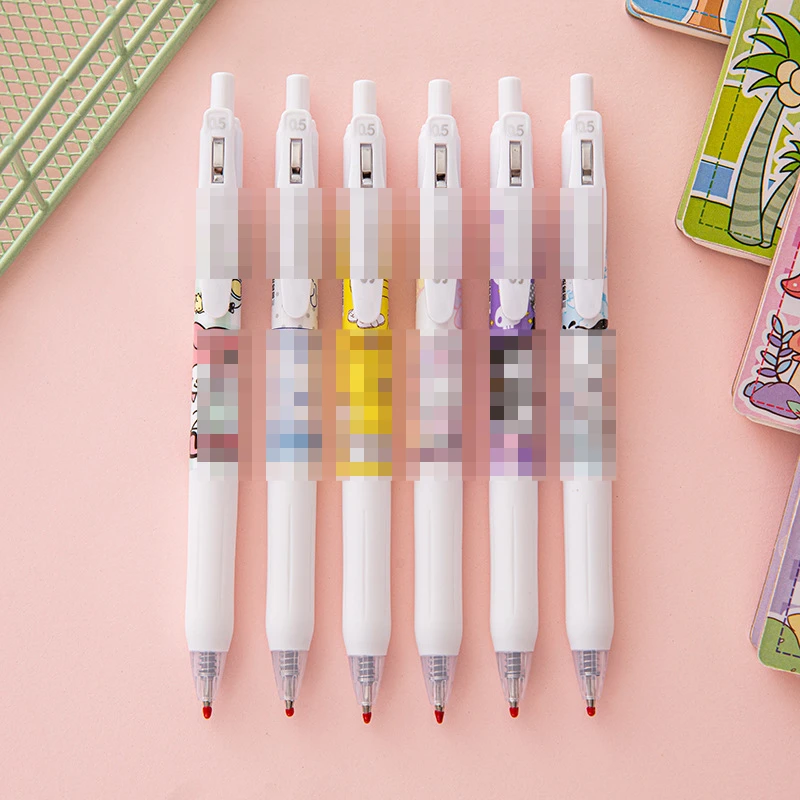 Cartoon press gel pen student writing test pen 0.5ST head pen clip press pen office business sign pen Glass pen