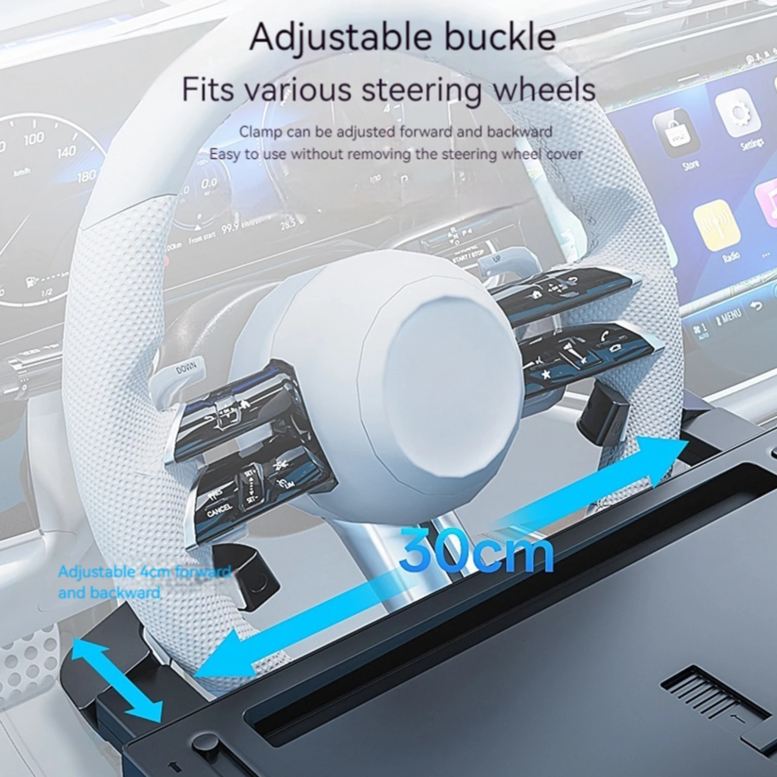

Car Steering Wheel Desk with Dual Slide-Out Trays Food Table for Car Laptop Tray for Eating Food Drink and Writing Laptop Work