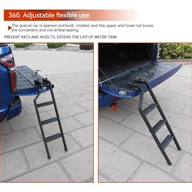 126CM Universal Tailgate Rotary Ladder Suitable For Pickup Truck Car Rear Door Ladder Tailgate Folding Ladder Auxiliary