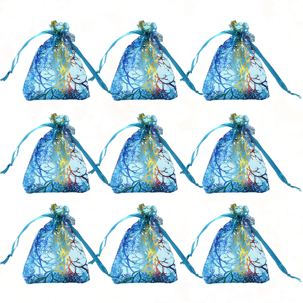 

100 Pcs Organza Gift Bags Coral Drawstring Storage Eco Friendly Food Packaging Candy Cookies Fruits Snacks Jewelry Display