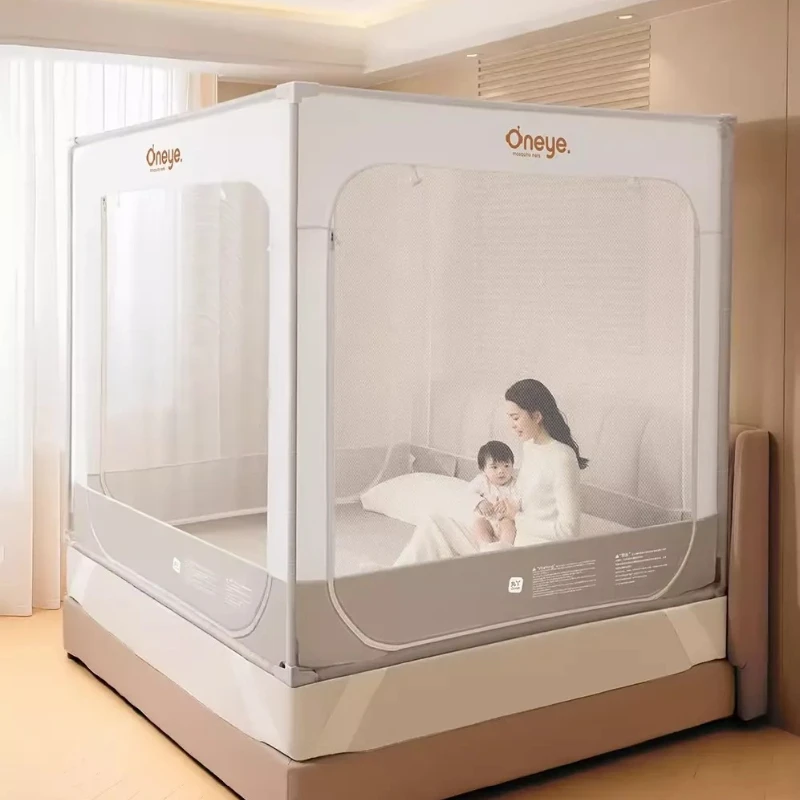

Детская москитная сетка с защитной сеткой, обновленная сетка для детской кроватки 2025 года, 360° ° Дизайн от комаров и падения, усиленная стальная рама