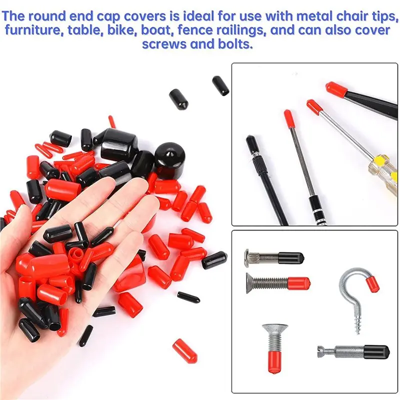 Aug. 600 Pieces Rubber End Caps Flexible Screw Cap Thread Bolt Protector Caps Covers Black Red Plastic Screw Caps In 9 Size
