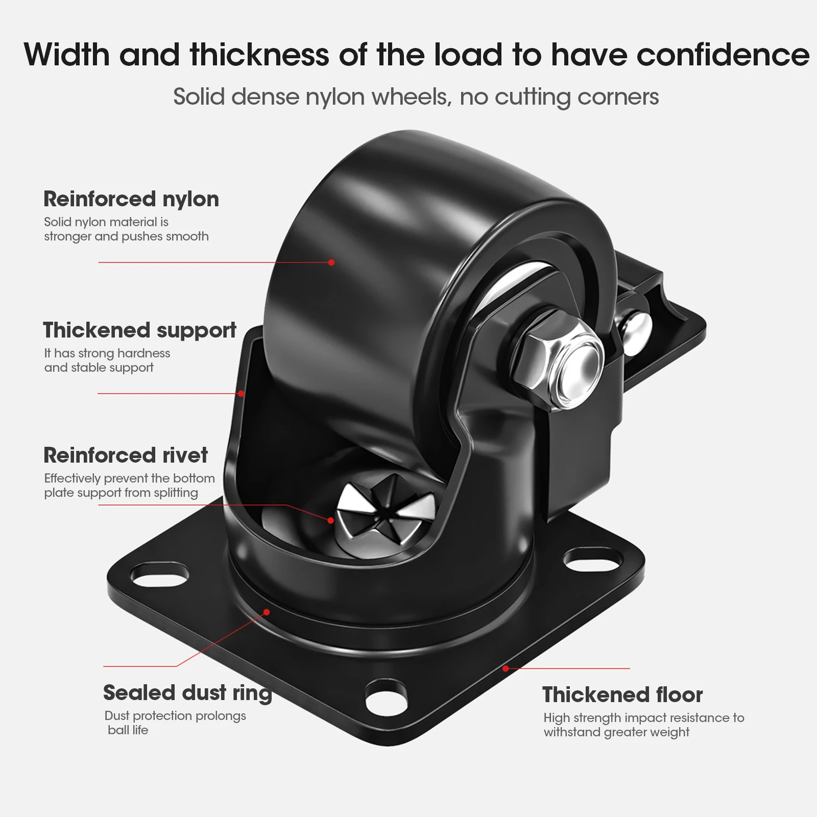 4 ชิ้น Universal ล้อหมุน Heavy Duty เฟอร์นิเจอร์ล้อเลื่อนเงียบรถเข็นล้อสําหรับโต๊ะเก้าอี้โซฟาความปลอดภัยเบรค