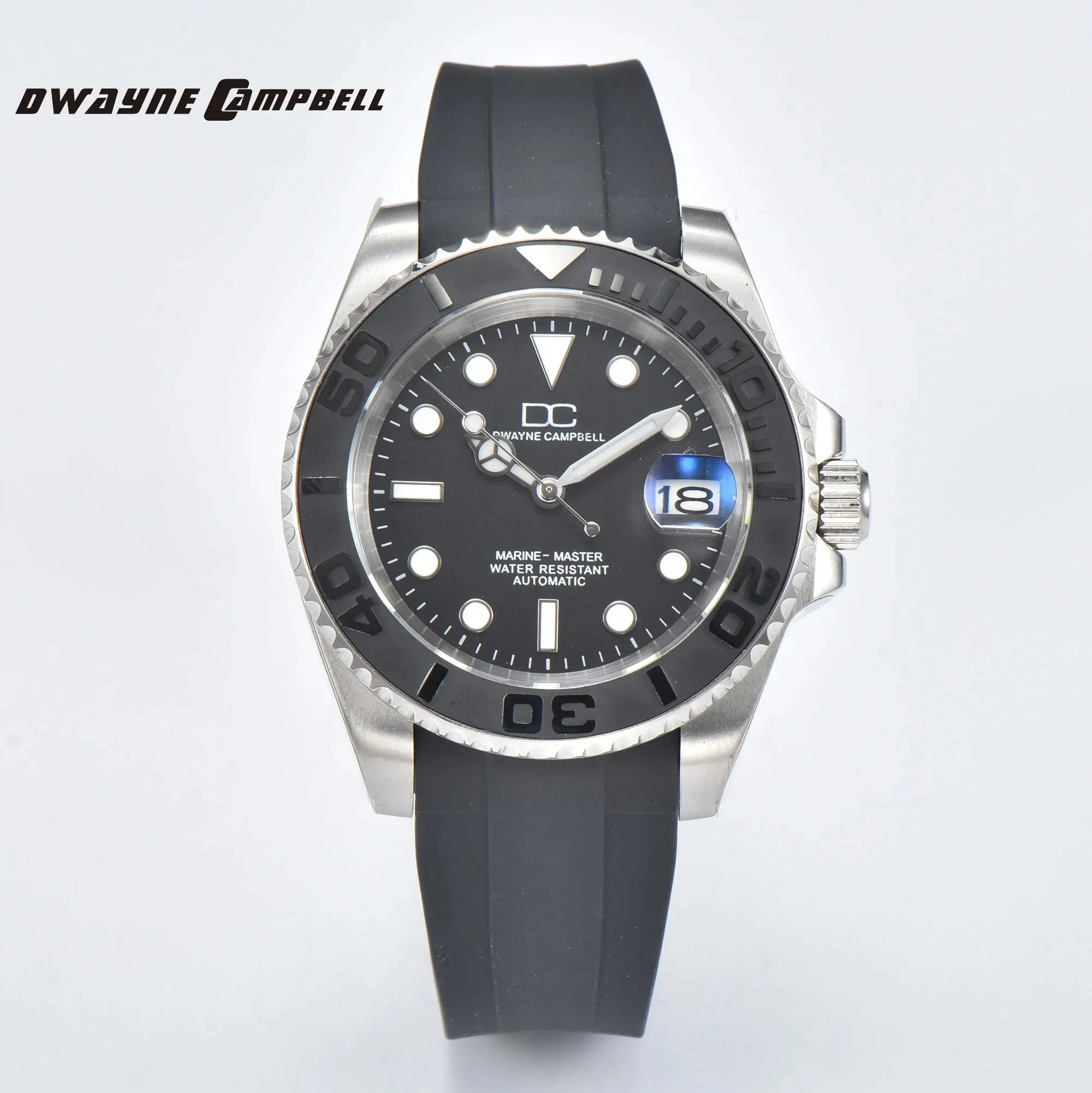 Dwayne campbell nh35 Herren mechanische Uhr wasserdichtes Gummiband leuchtende Saphirglas Sport uhr 3