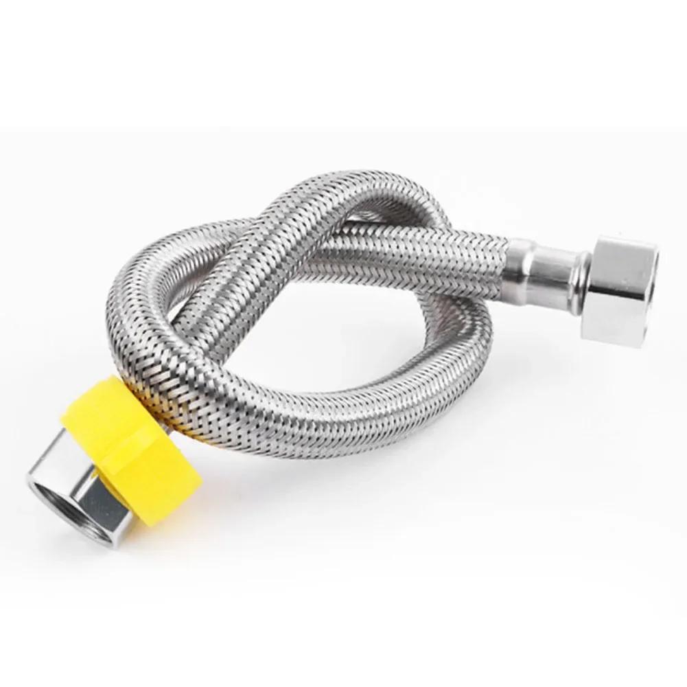 Per la cucina wc doccia tubo flessibile tubo flessibile in metallo uscita acqua per rubinetto 1/2 pollici Nylon antideflagrante argento acciaio inossidabile
