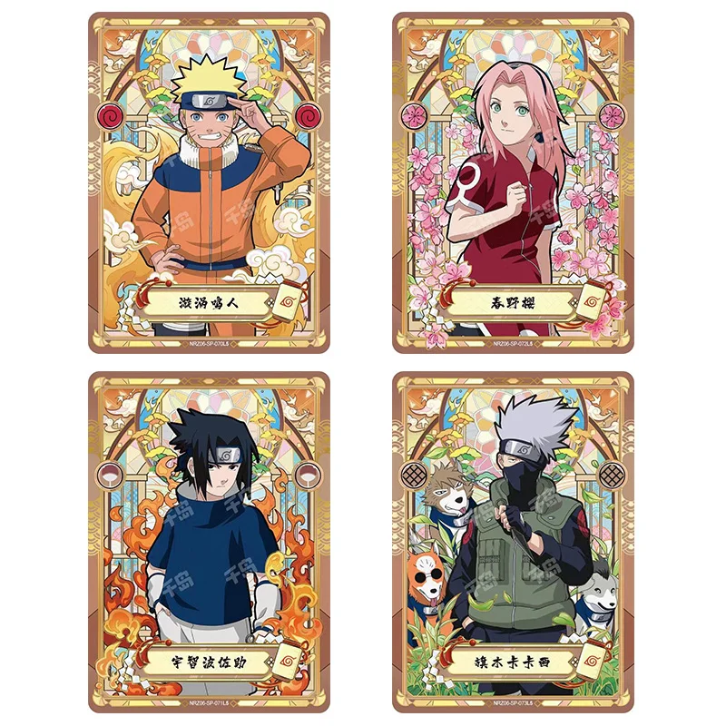 Naruto komplet Uchiha Itachi Sasuke Kakashi postacie z anime brązująca rzadka kolekcja fiszka zabawki z kreskówek prezent na boże narodzenie