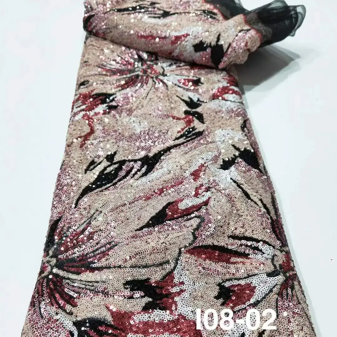 

Новинка 2024 года, африканская французская нигерийская кружевная ткань с сеткой с блестками для вышивки, свадебное платье невесты, шитье