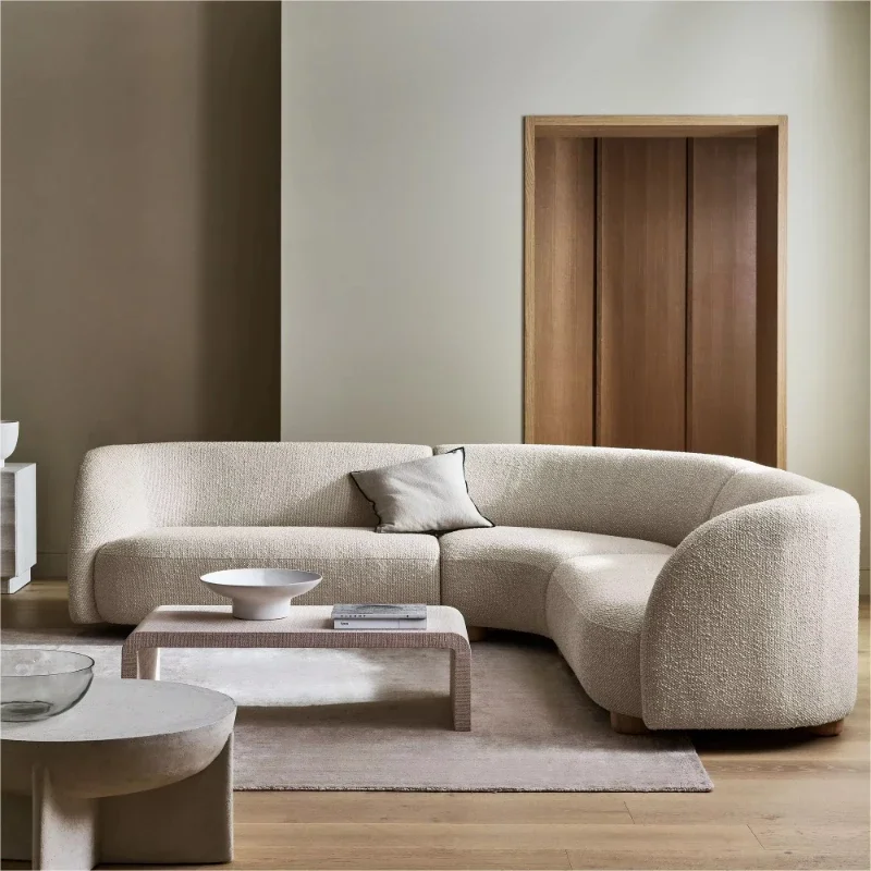 

Beautiful style curved sofa furniture 3-piece set L-shaped wedge combination sofa
