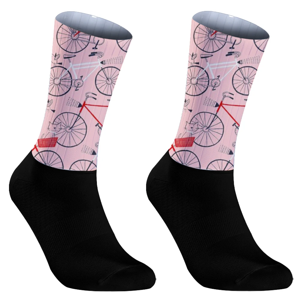 New High-tech Bike Sock Compression Bicycle Outdoor Running calzini sportivi antiscivolo calzini da ciclismo senza cuciture modanatura integrale