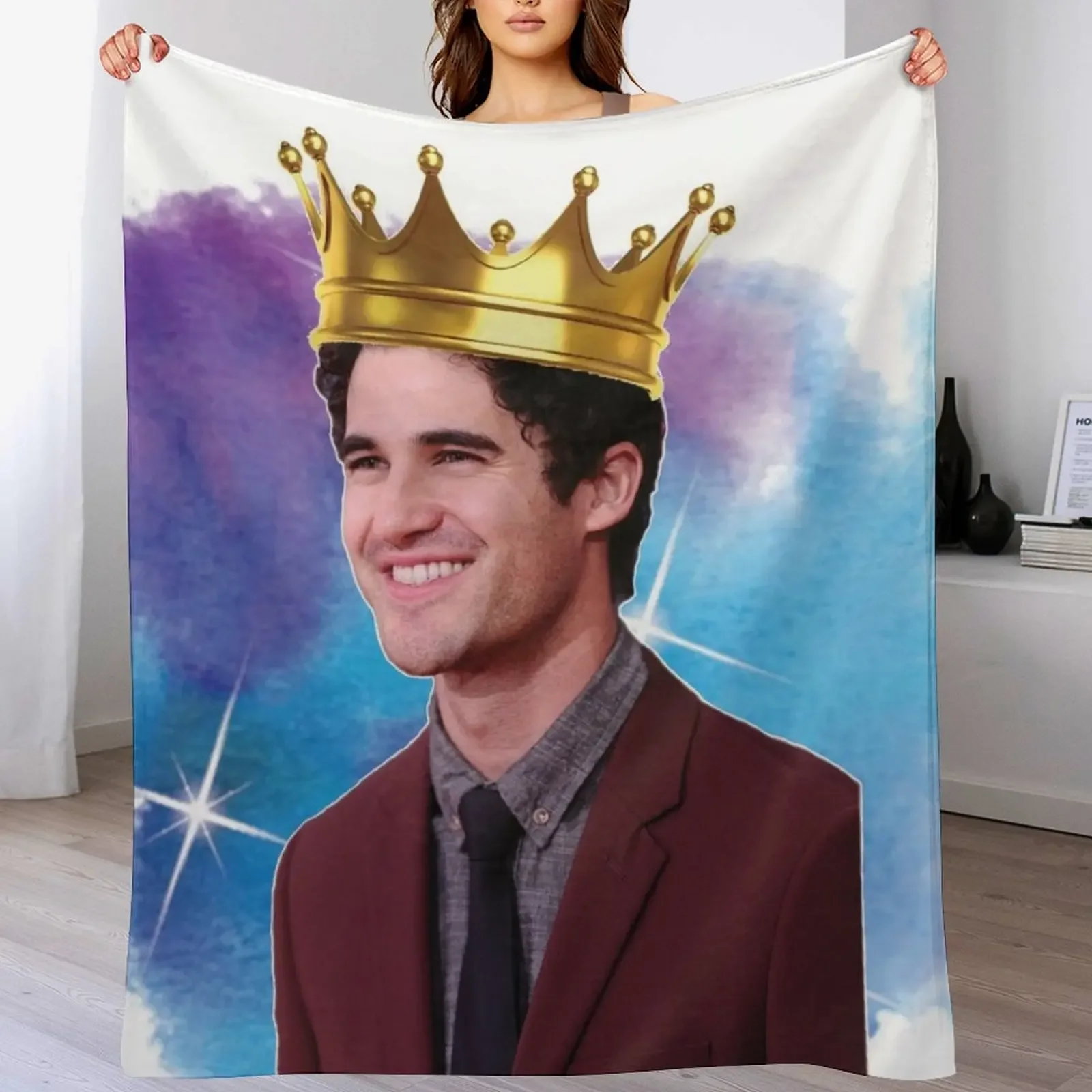 Darren Criss Watercolour Throw Blanket funny gift Hairys Cute Plaid Polar Blankets